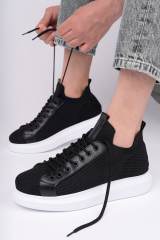 Marsetti Herren Schwarz Casual Dicke Sohle Orthopädisch Schnür Sneaker 2