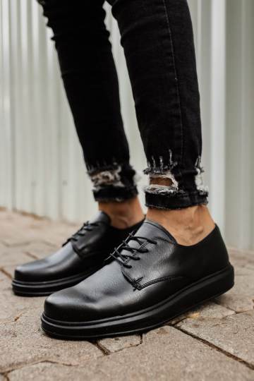 Marsetti Herren Schwarze Dicke Sohle Casual Schnürschuhe