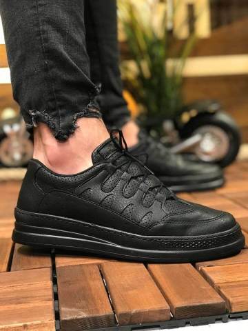 Marsetti Herren Schwarze Dicke Sohle Casual Schnür Schuhe