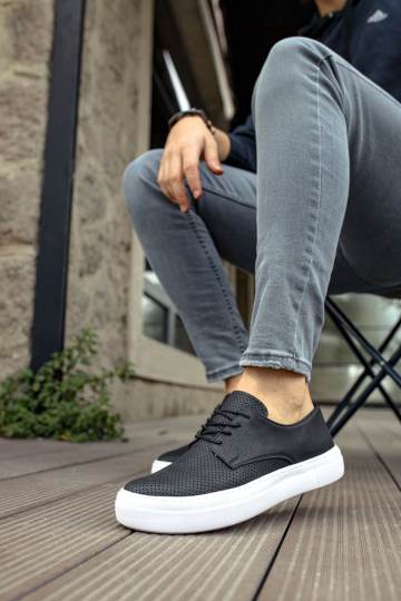 Marsetti Herren Schwarz Geschnürte Alltag Dicke Sohle Orthopädische Schuhe