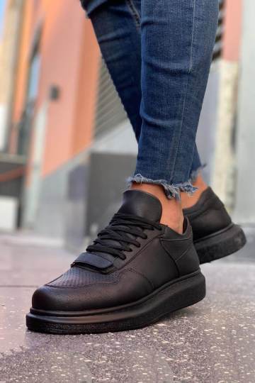Marsetti Herren Schwarz Casual Schnür Dicke Sohle Orthopädische Schuhe