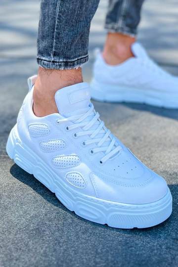 Marsetti Herren Weiß Casual Dicke Sohle Orthopädisch Schnür Sportschuhe