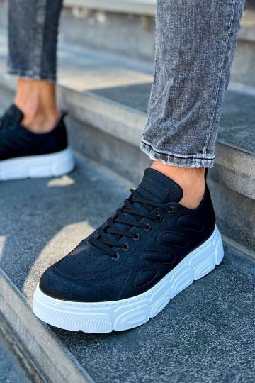 Marsetti Herren Schwarz Casual Dicke Sohle Orthopädische Schnürschuhe