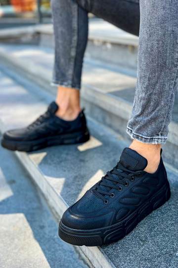 Marsetti Herren Schwarz Casual Dicke Sohle Orthopädische Schnürschuhe