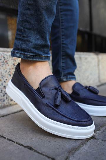 Marsetti Herren Navy Slip-On Casual Dicke Sohle Orthopädische Schuhe