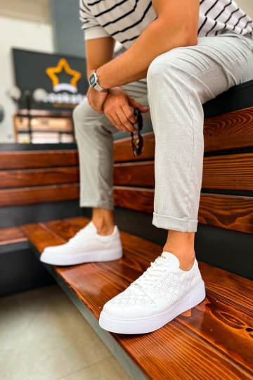 Marsetti Herren Weiß Casual Schnür Dicksohle Orthopädische Schuhe