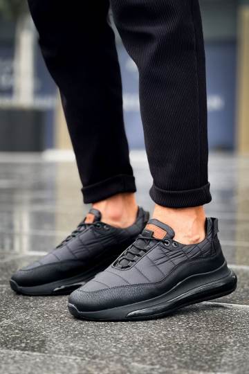 Marsetti Herren Schwarz Textil Casual Dicksohle Orthopädische Schuhe