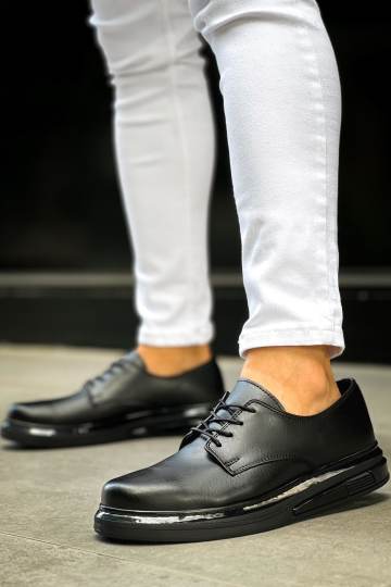 Marsetti Herren Schwarz Casual Orthopädische Schuhe mit Dicker Sohle