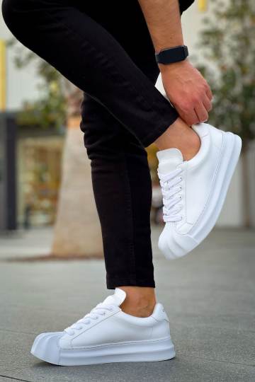 Marsetti Herren Weiß Casual Dicke Sohle Orthopädische Schnür Schuhe