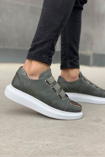 Marsetti Herren Khaki Slip-On Dicke Sohle Orthopädische Freizeitschuhe