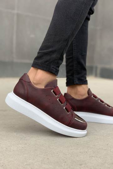 Marsetti Herren Bordeaux Slip-On Dicke Sohle Orthopädische Freizeitschuhe