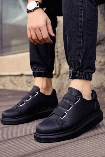 Marsetti Herren Schwarze Slip-On Plateausohle Casual Orthopädische Schuhe