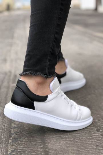 Marsetti Herren Weiß Schwarz Casual Dicke Sohle Orthopädische Sneaker