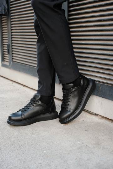 Marsetti Herren Schwarze Leder Freizeitschuhe