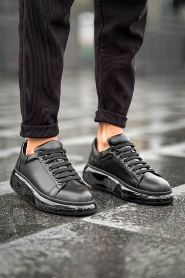 Marsetti Herren Schwarze Dicksohlige Casual Schnür Orthopädische Schuhe