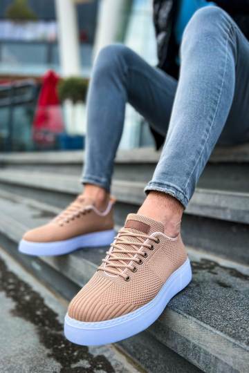 Marsetti Herren Beige Textil Casual Dicksohlen Orthopädische Schuhe