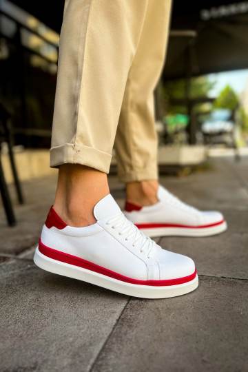 Marsetti Herren Weiß Rot Casual Dicksohle Orthopädische Schuhe