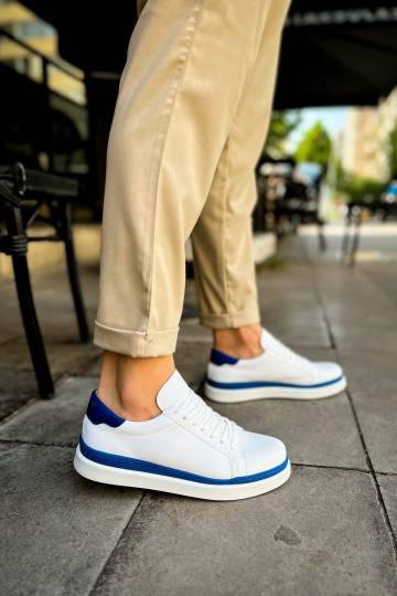 Marsetti Herren Weiß Blau Casual Dicke Sohle Orthopädische Schnür Sneaker