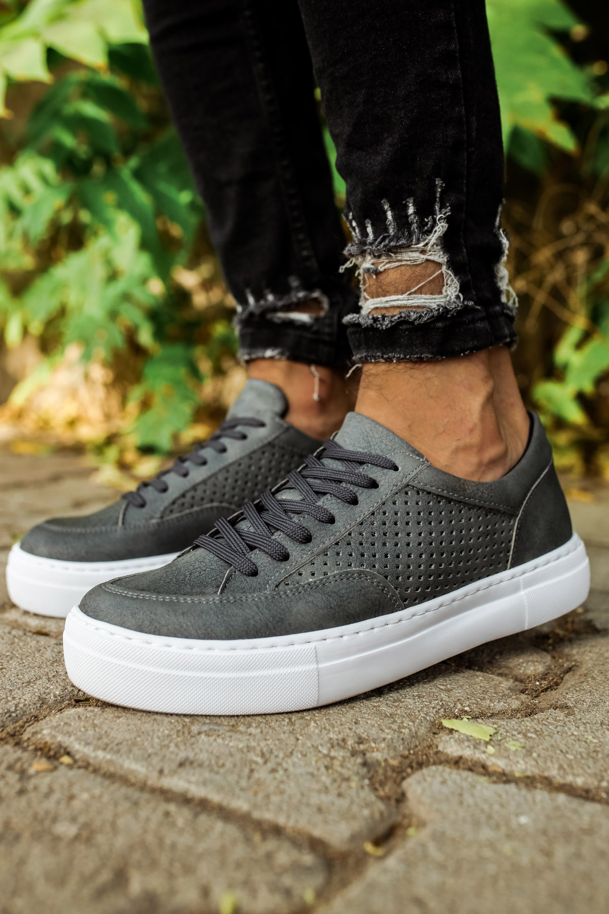 Marsetti Herren Anthrazit Casual Dicke Sohle Orthopädisch Schnürschuhe