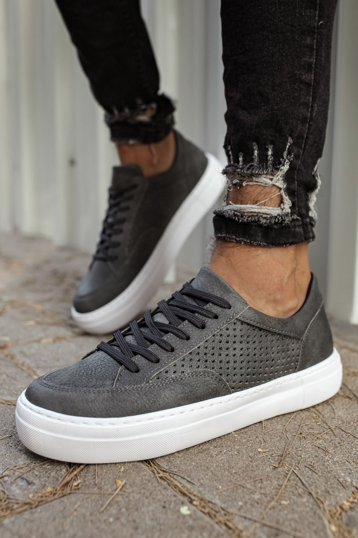 Marsetti Herren Anthrazit Casual Dicke Sohle Orthopädisch Schnürschuhe
