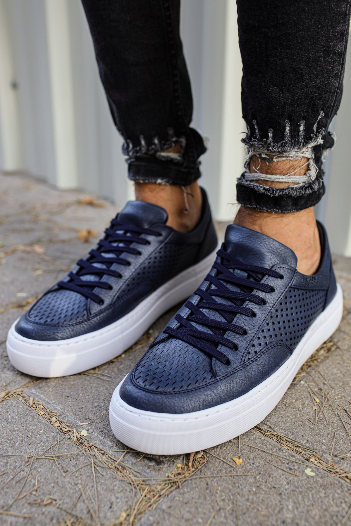 Marsetti Herren Dunkelblau Casual Dicke Sohle Orthopädisch Schnürschuhe