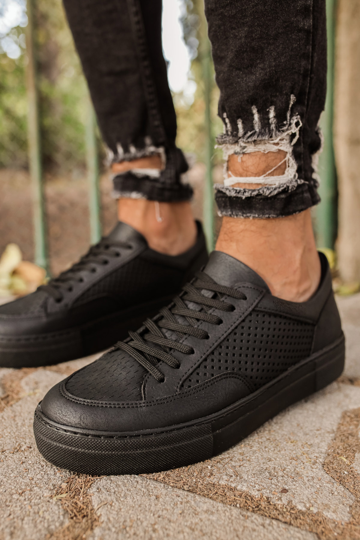 Marsetti Herren Schwarze Dicke Sohle Alltags Orthopädische Schnür Schuhe