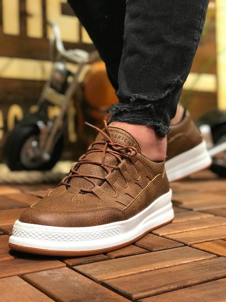 Marsetti Herren Braun Casual Dicke Sohle Orthopädische Schnürschuhe
