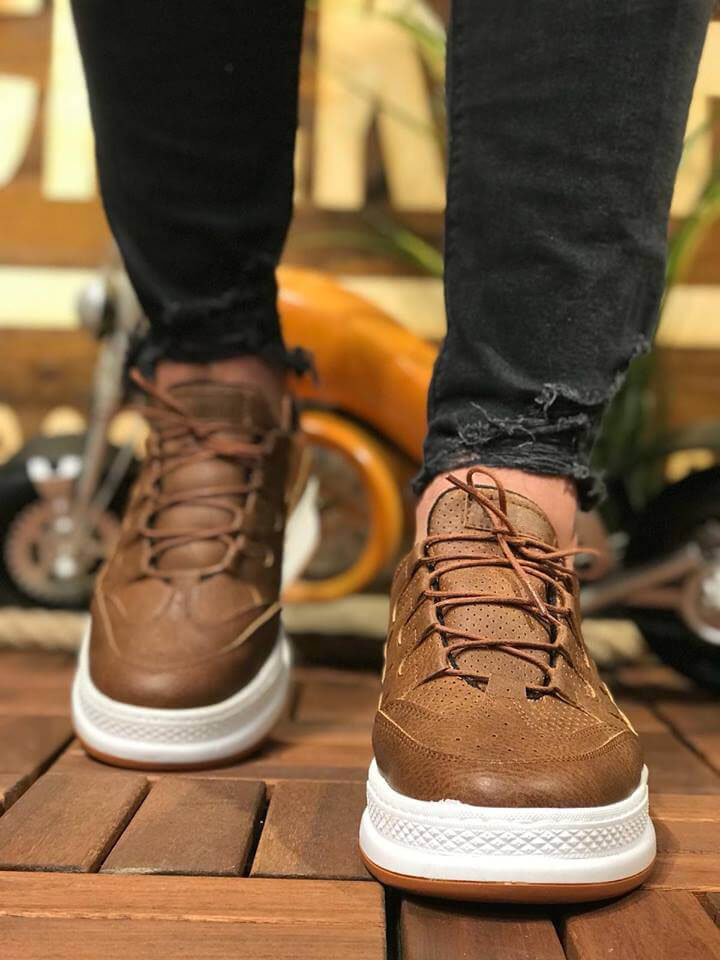 Marsetti Herren Braun Casual Dicke Sohle Orthopädische Schnürschuhe