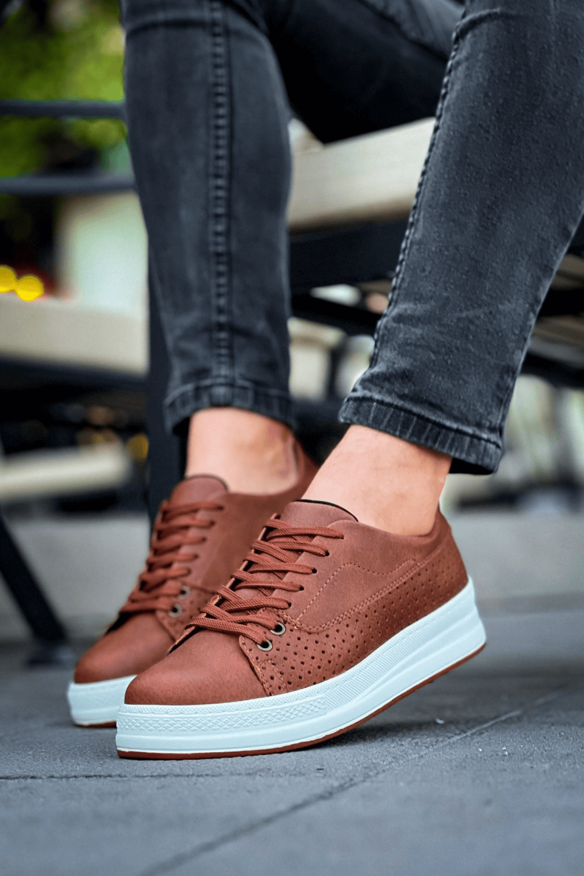 Marsetti Herren Braun Casual Dicke Sohle Orthopädische Schnürschuhe
