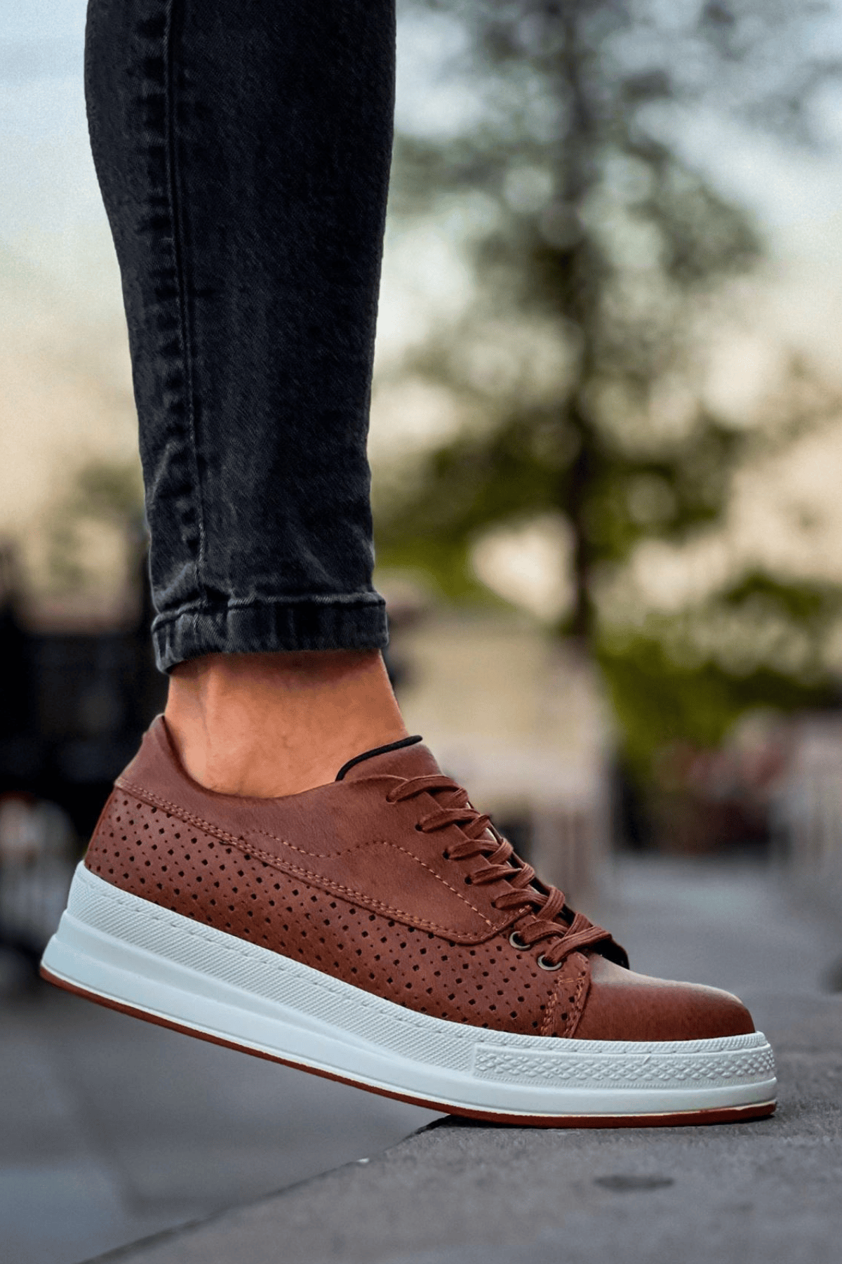 Marsetti Herren Braun Casual Dicke Sohle Orthopädische Schnürschuhe