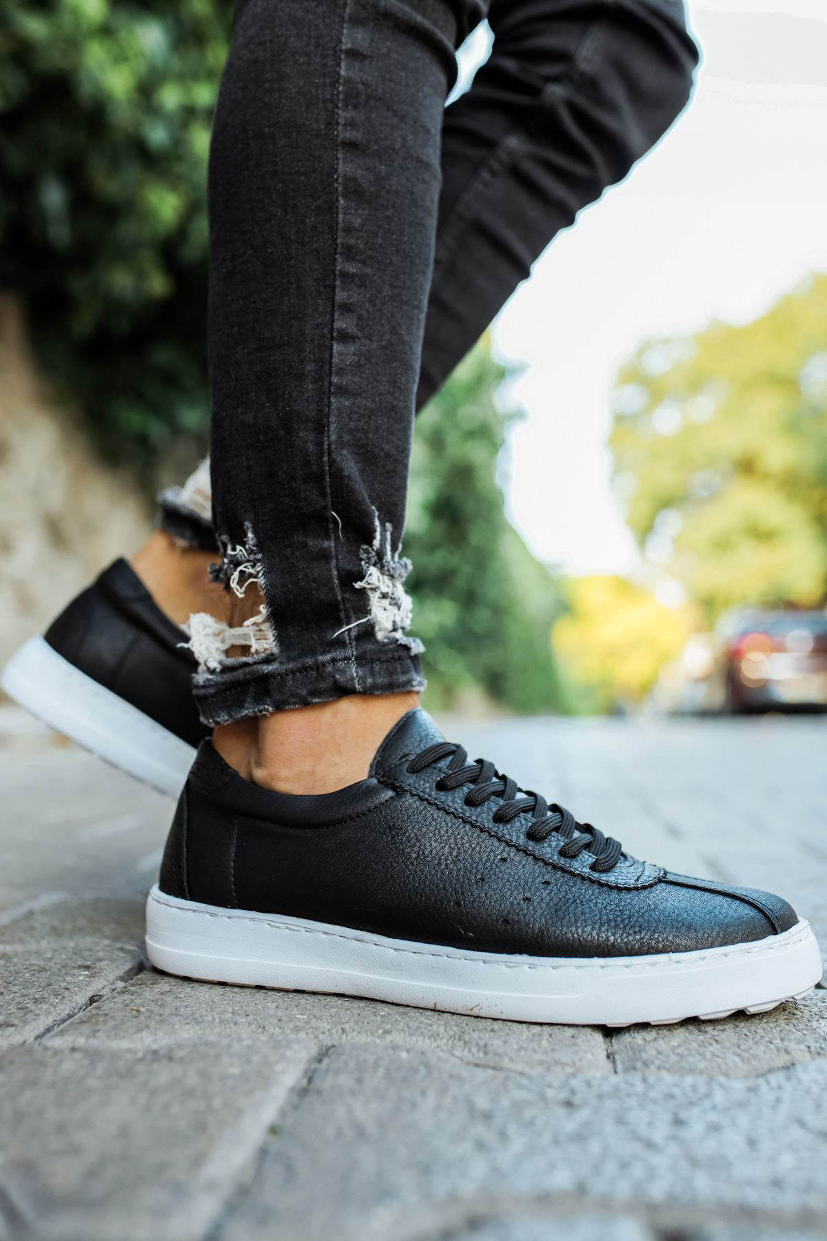 Marsetti Herren Schwarz Casual Schnür Dicke Sohle Orthopädische Schuhe