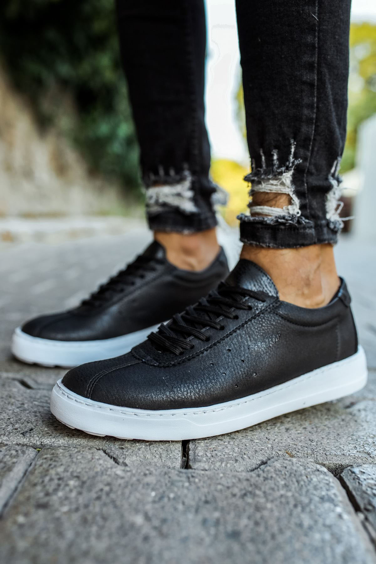 Marsetti Herren Schwarz Casual Schnür Dicke Sohle Orthopädische Schuhe