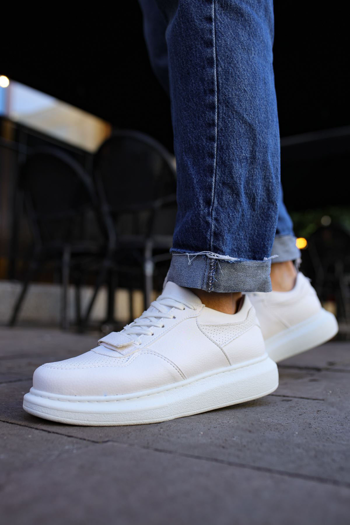 Marsetti Herren Weiß Casual Dicke Sohle Orthopädische Schnürschuhe