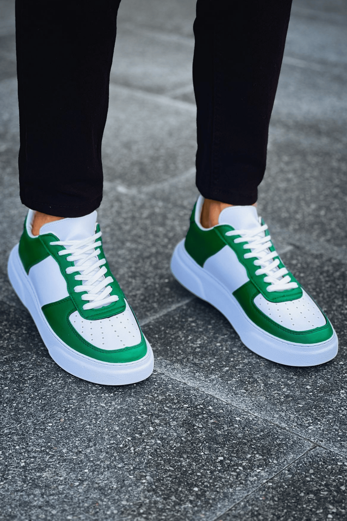 Marsetti Herren Weiß Grün Casual Chunky Sole Sneaker