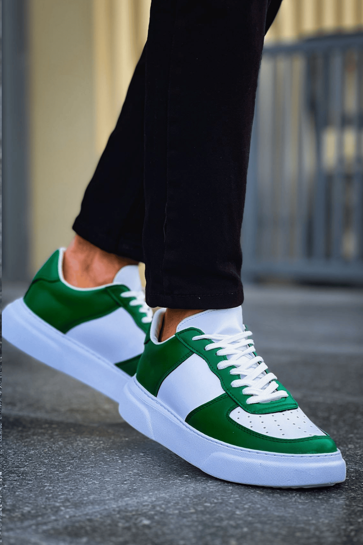 Marsetti Herren Weiß Grün Casual Chunky Sole Sneaker