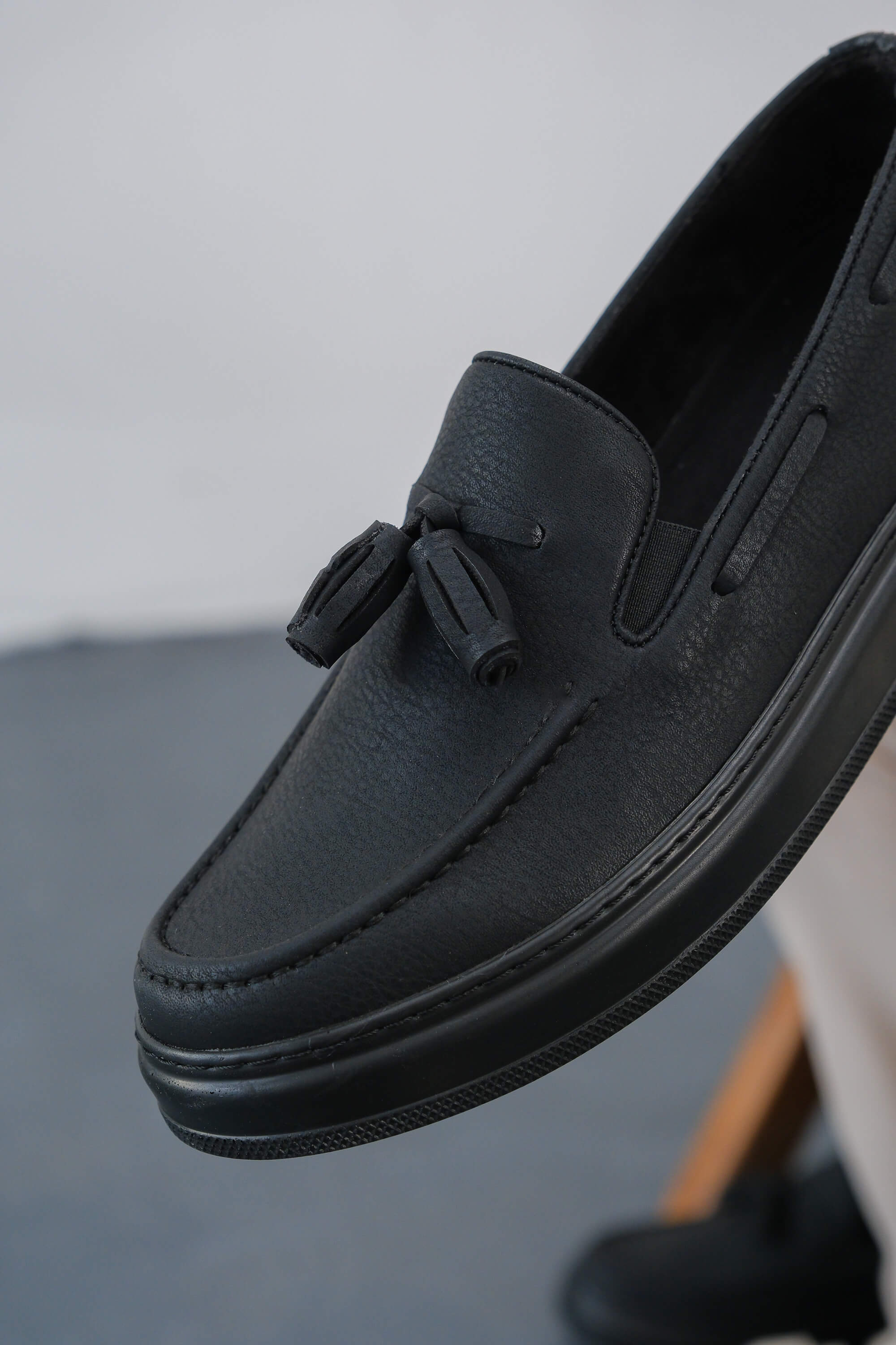 Marsetti Herren Schwarze Slip-On Casual Dicke Sohle Orthopädische Loafer Schuhe