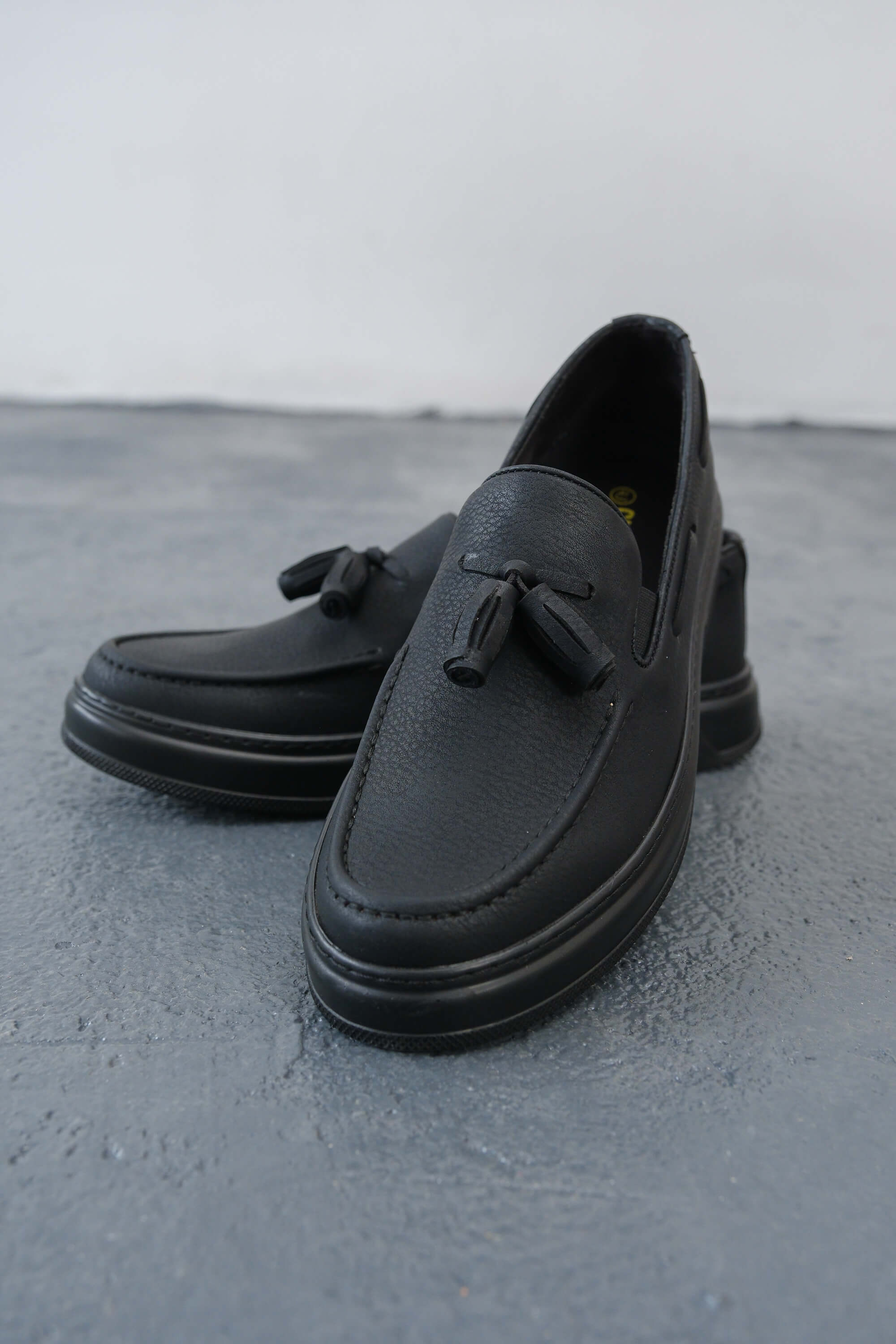 Marsetti Herren Schwarze Slip-On Casual Dicke Sohle Orthopädische Loafer Schuhe