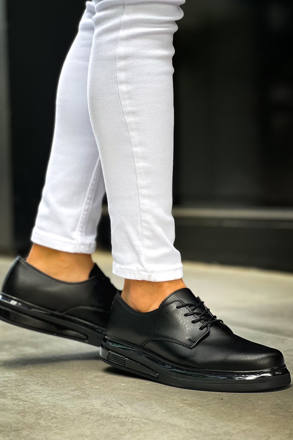 Marsetti Herren Schwarz Casual Orthopädische Schuhe mit Dicker Sohle