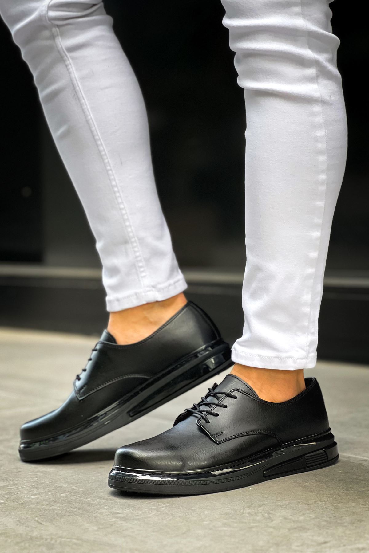 Marsetti Herren Schwarz Casual Orthopädische Schuhe mit Dicker Sohle