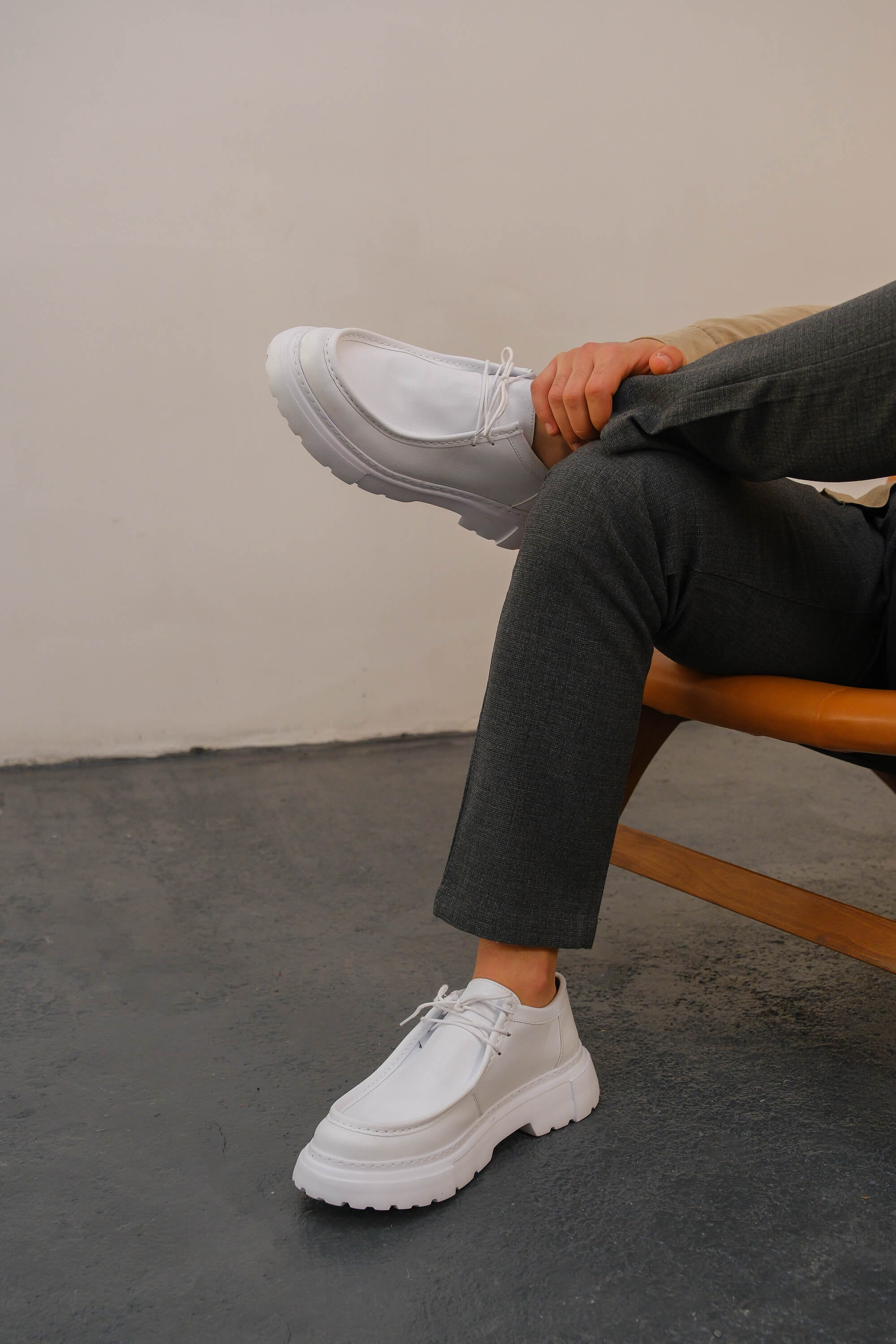 Marsetti Herren Weiß Casual Schnür Dicke Sohle Orthopädische Schuhe