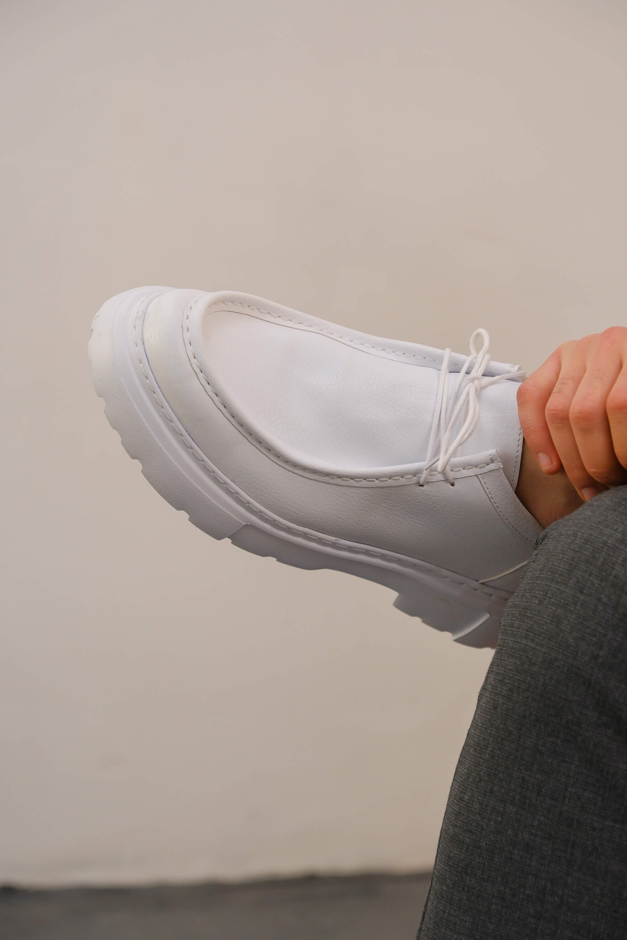 Marsetti Herren Weiß Casual Schnür Dicke Sohle Orthopädische Schuhe