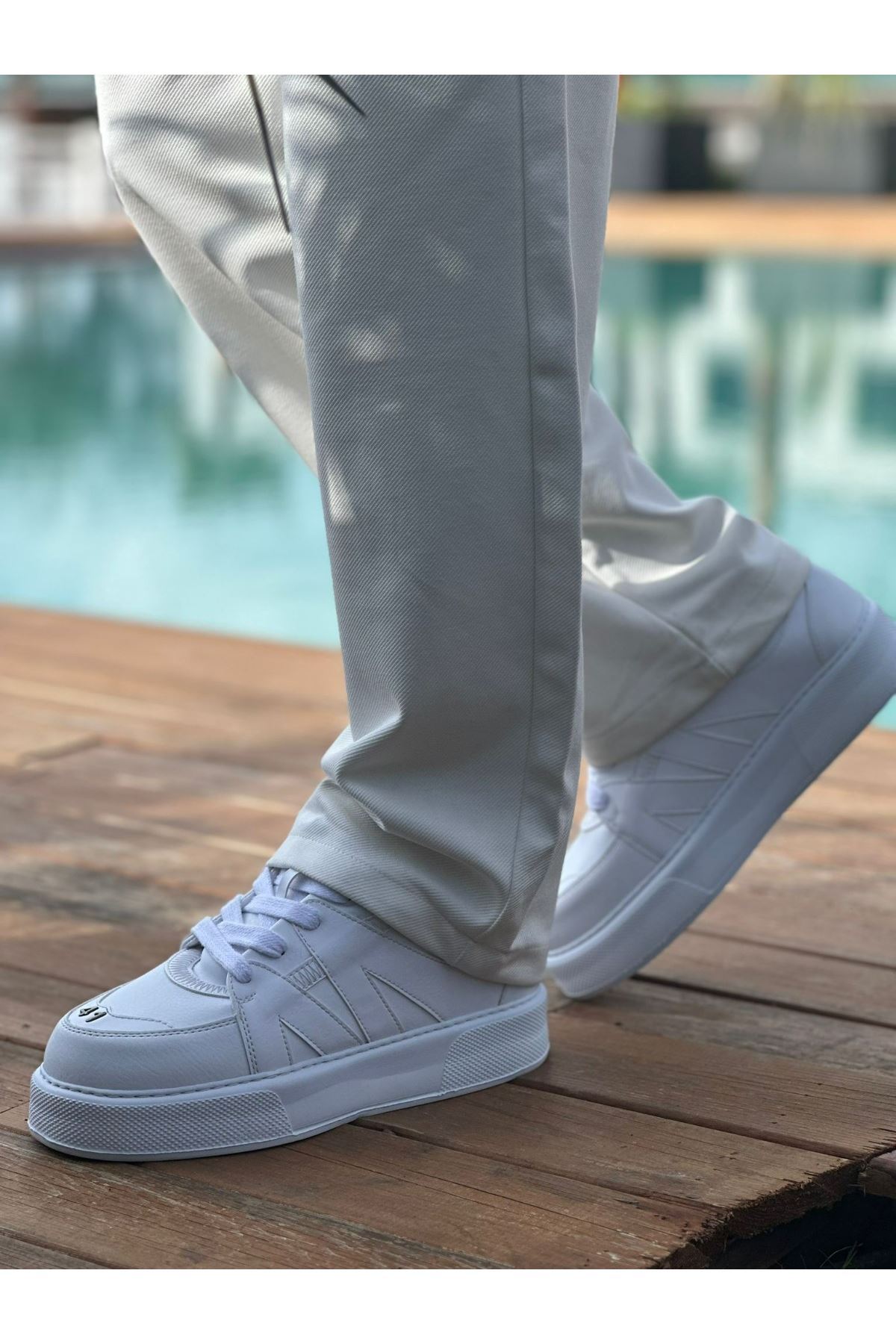Marsetti Herren Weiße Dicke Sohle Alltags Orthopädische Schnürschuhe