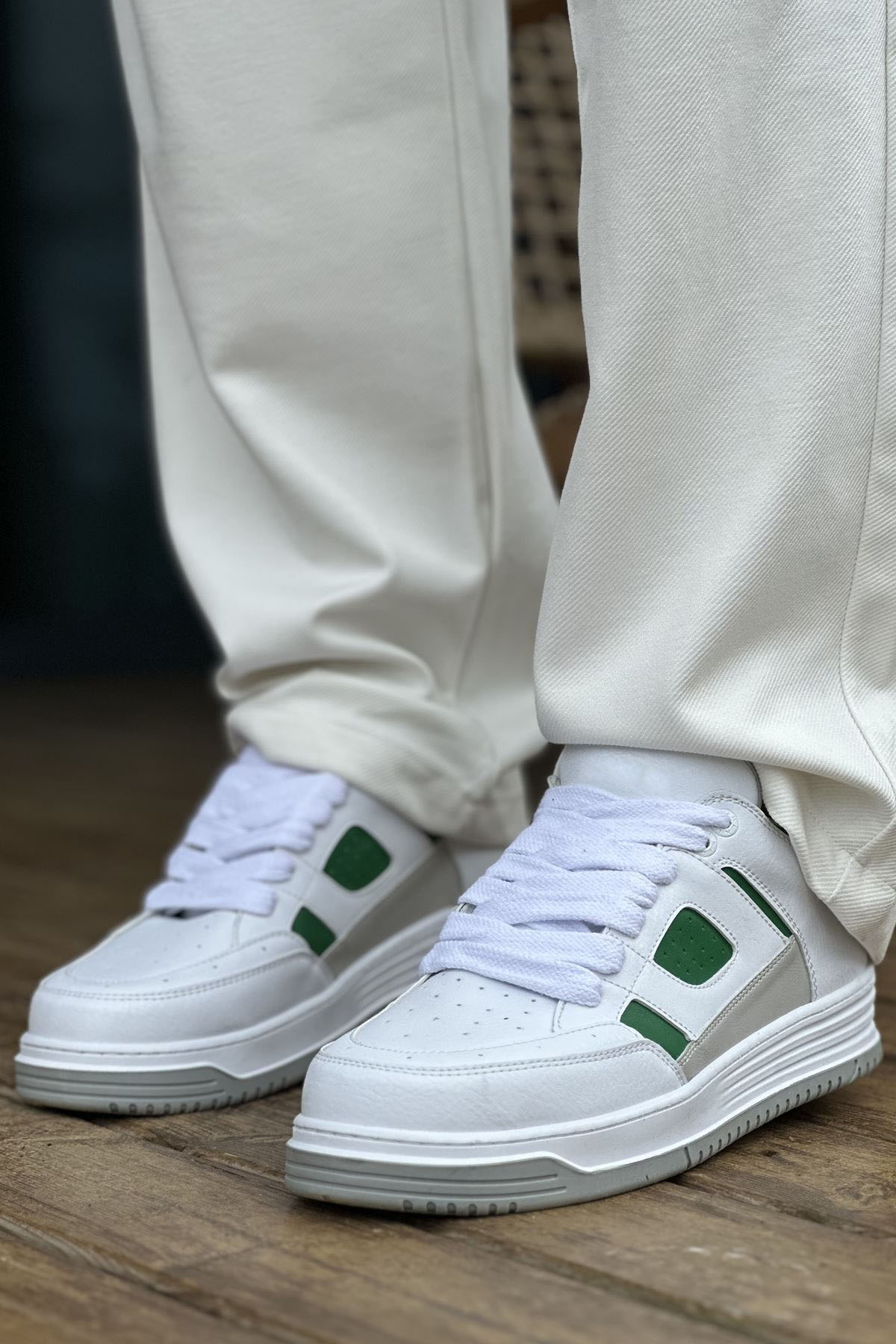 Marsetti Herren Weiß Grün Casual Dicke Sohle Orthopädische Sportschuhe