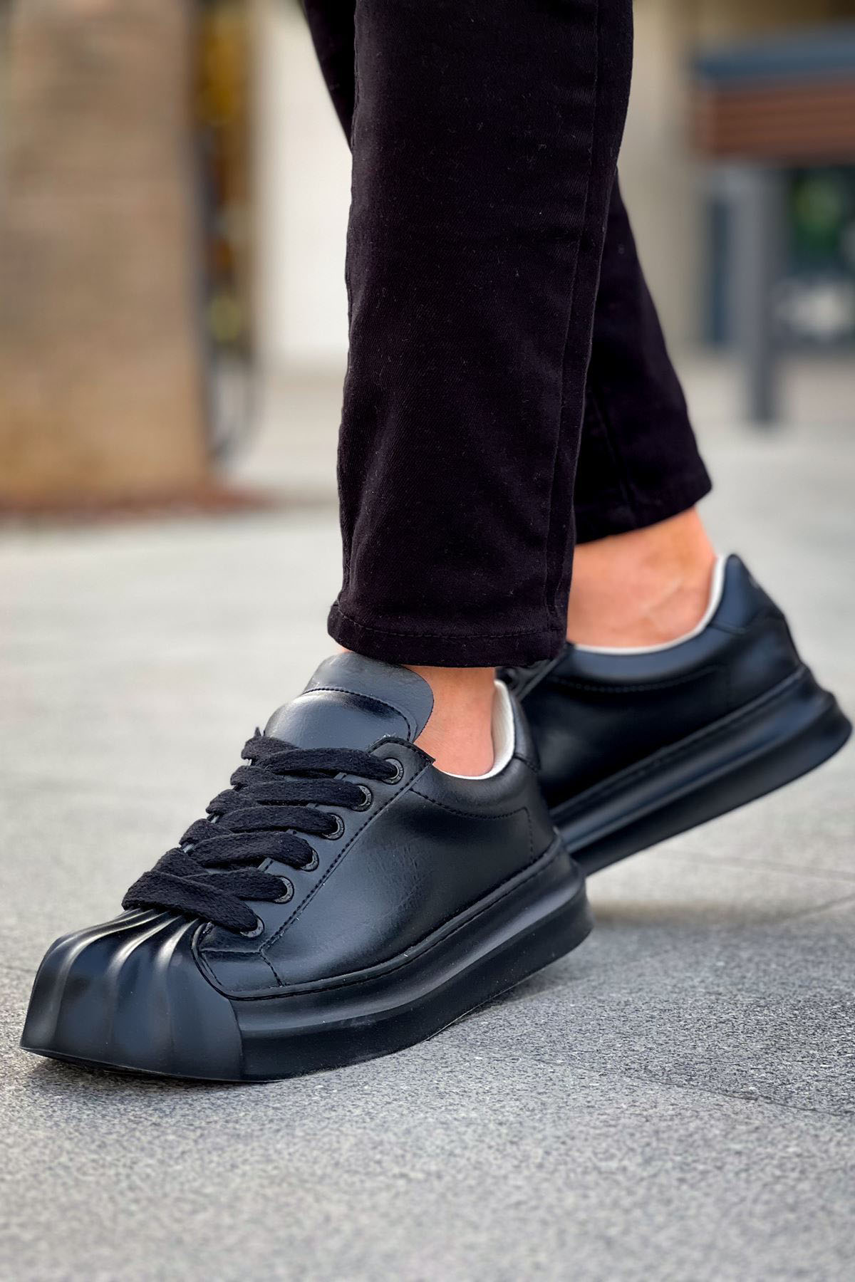 Marsetti Herren Schwarz Casual Dicke Sohle Orthopädische Schuhe