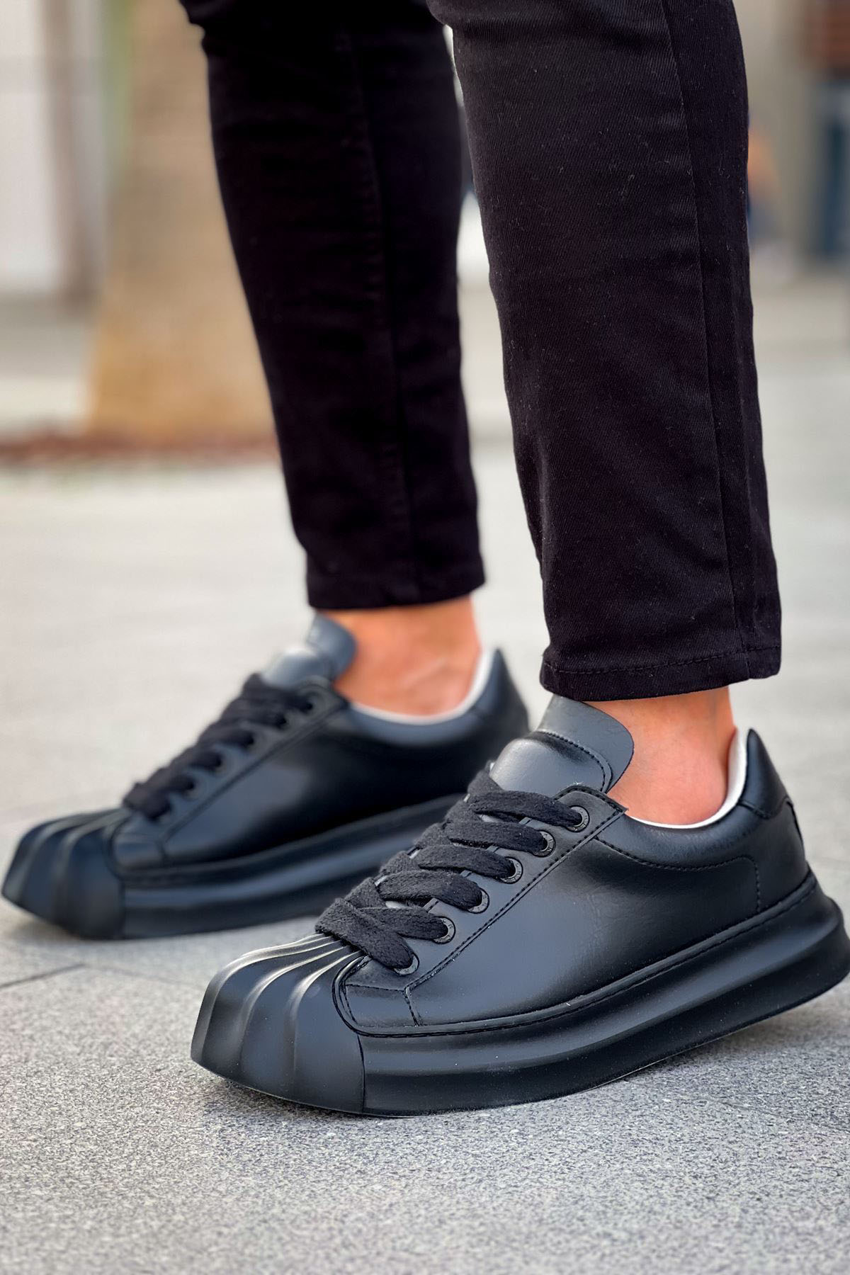 Marsetti Herren Schwarz Casual Dicke Sohle Orthopädische Schuhe