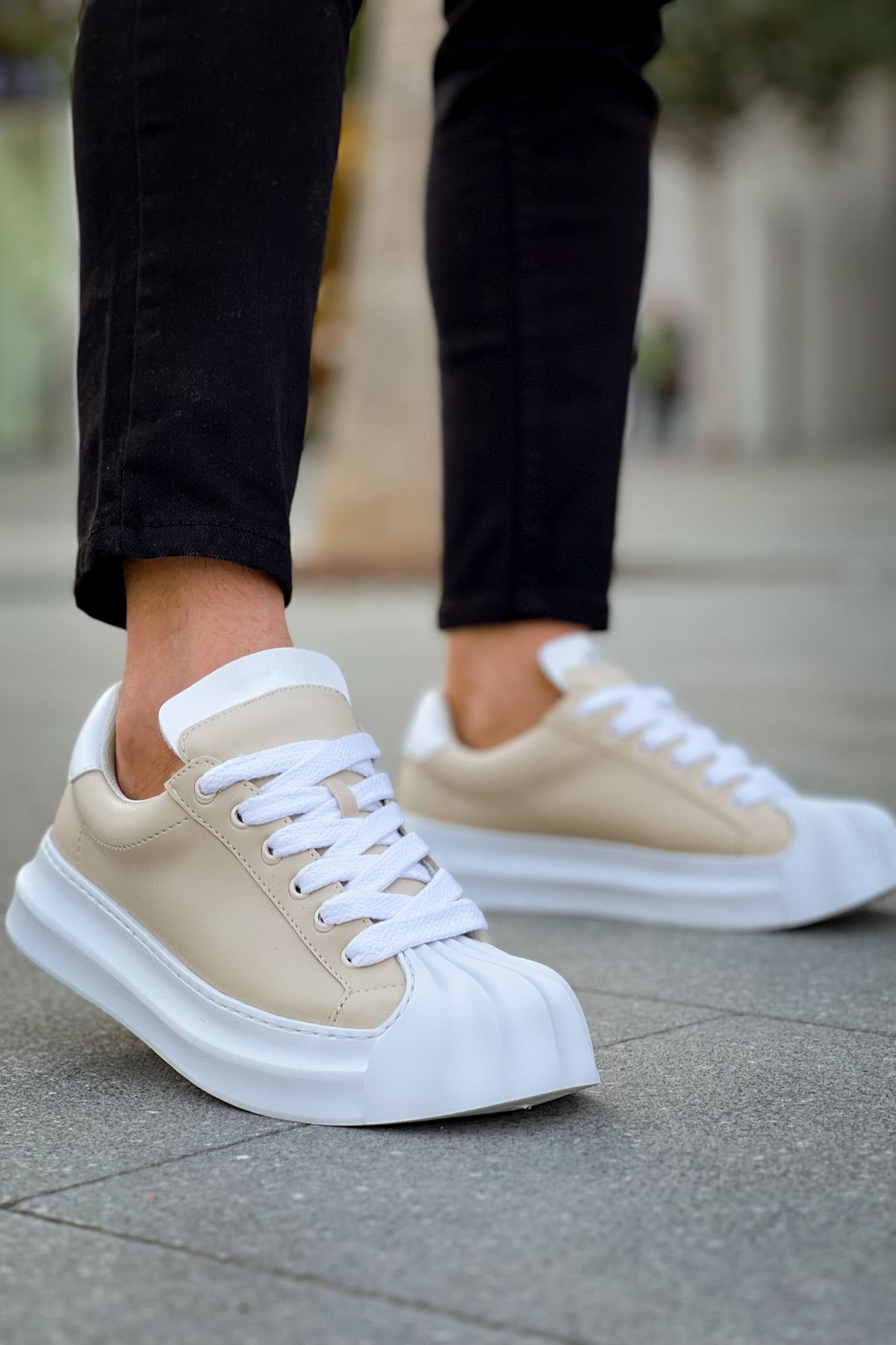 Marsetti Herren Beige Dicke Sohle Alltag Orthopädische Schnür Schuhe