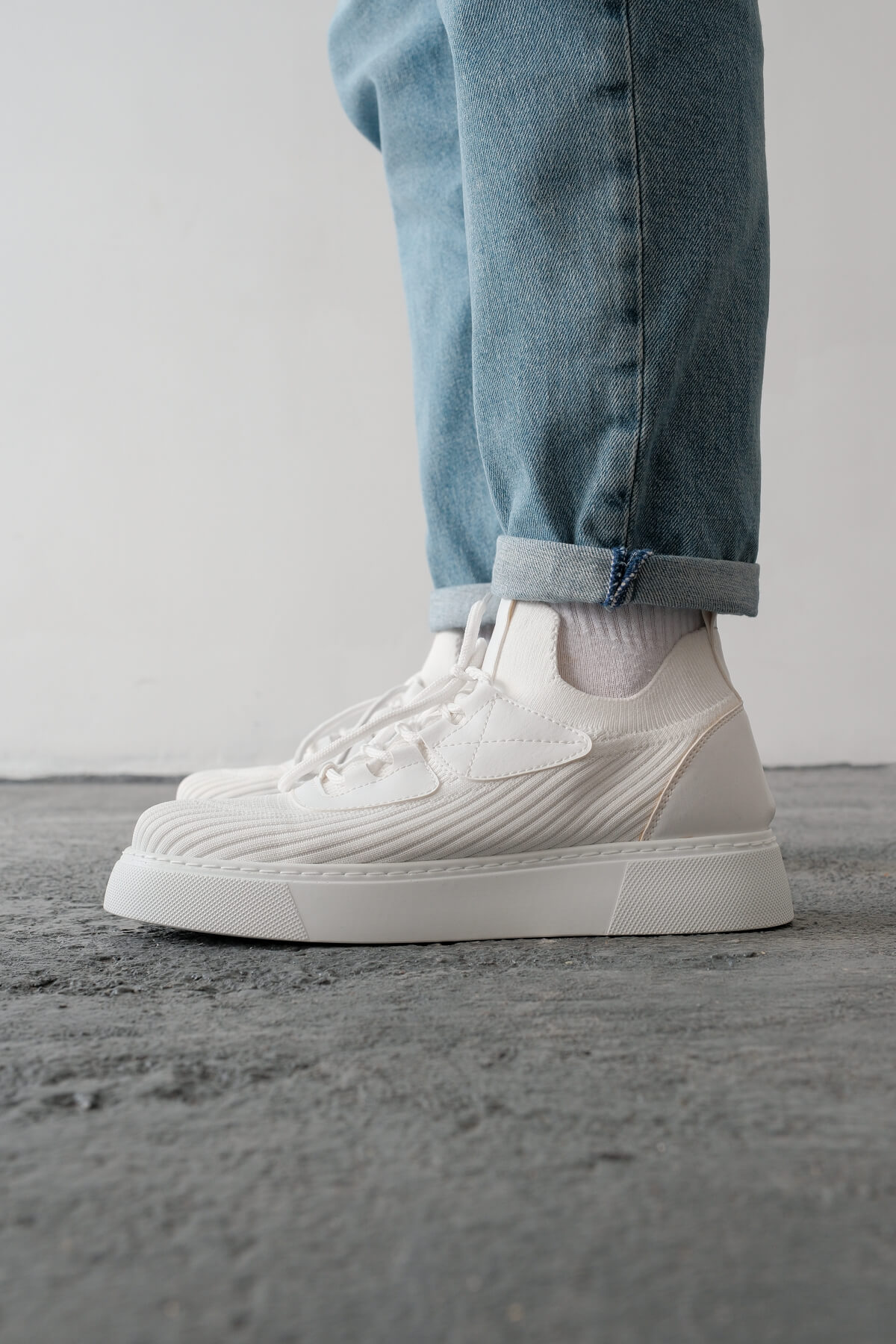 Marsetti Herren Weiß Freizeit Schnür Dicke Sohle Orthopädische Schuhe