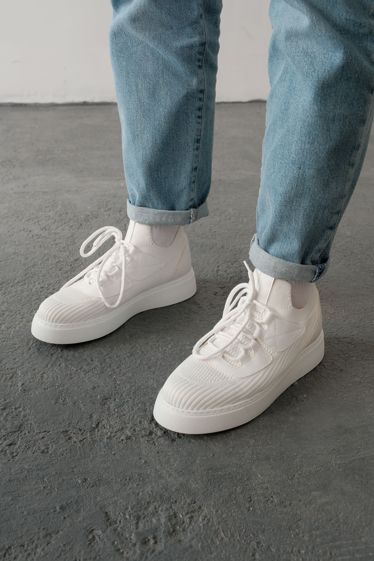 Marsetti Herren Weiß Freizeit Schnür Dicke Sohle Orthopädische Schuhe
