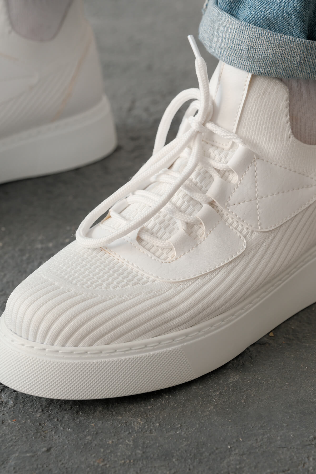 Marsetti Herren Weiß Freizeit Schnür Dicke Sohle Orthopädische Schuhe