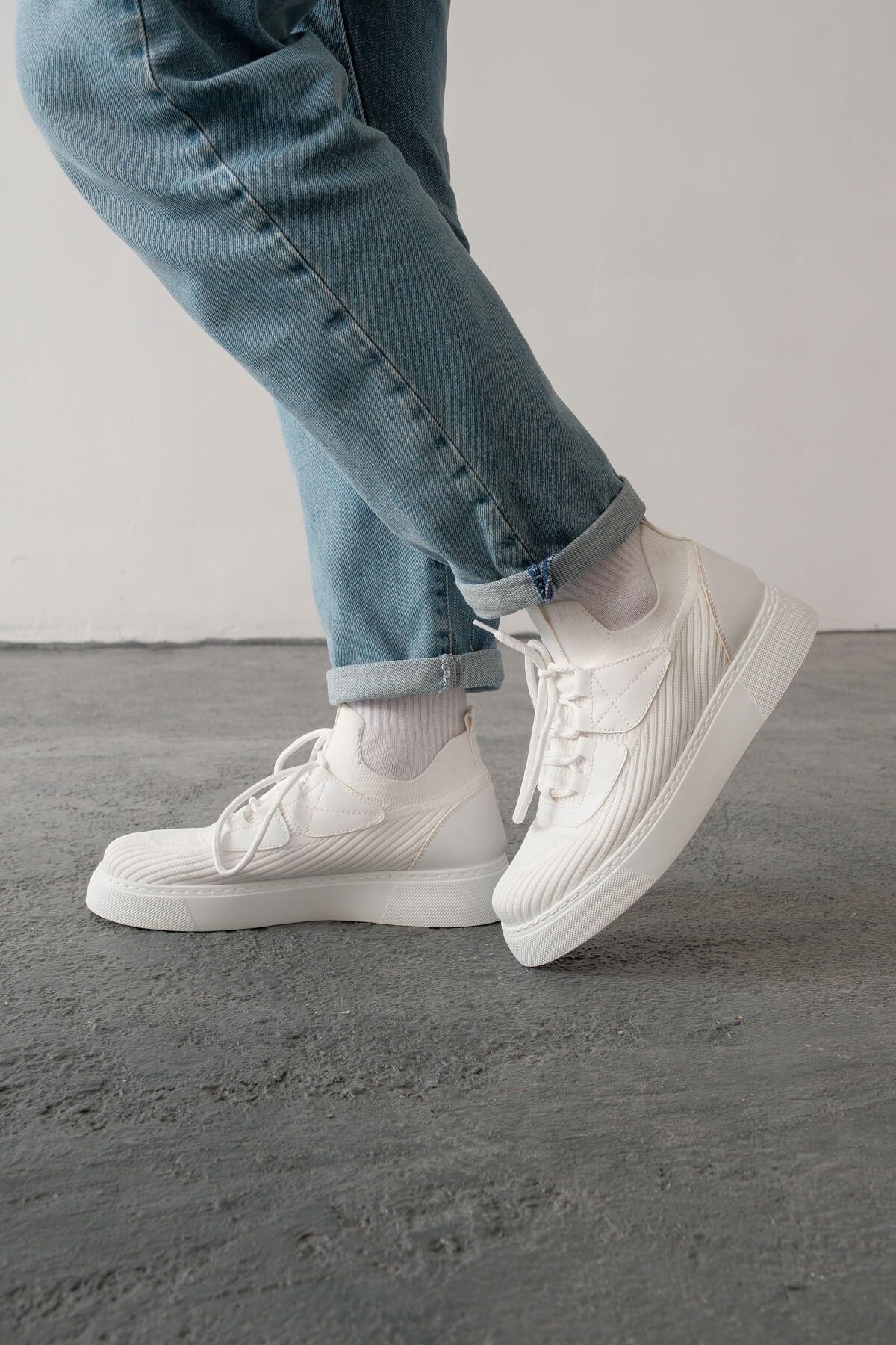 Marsetti Herren Weiß Freizeit Schnür Dicke Sohle Orthopädische Schuhe